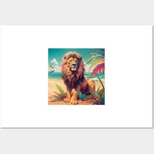 Beach Lion Posters and Art